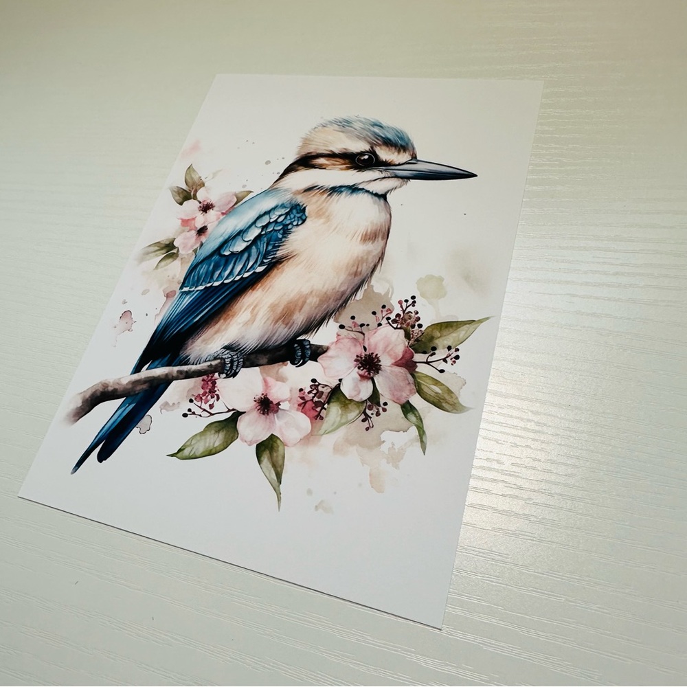 Watercolor Kookaburra Bird Portrait Wall Art Illustration Print Unframed - Picture 12 of 15
